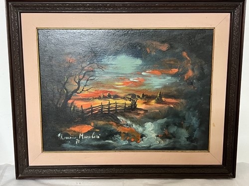 Quadro olio tela tramonto - olio, su