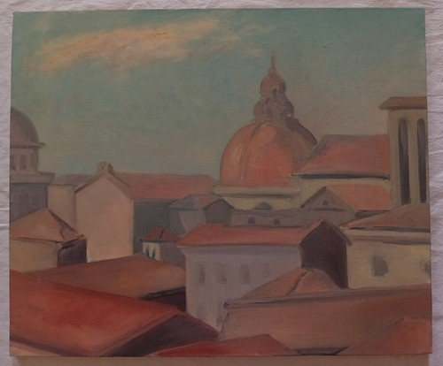 Dipinto tetti roma - roma, quadro